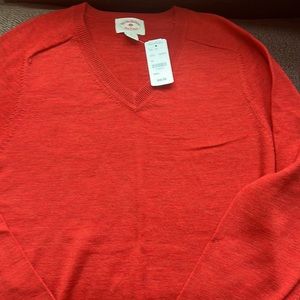 Brooks Brothers Italian merino wool Red Fleece v-neck thin sweater Mens Sm NWT